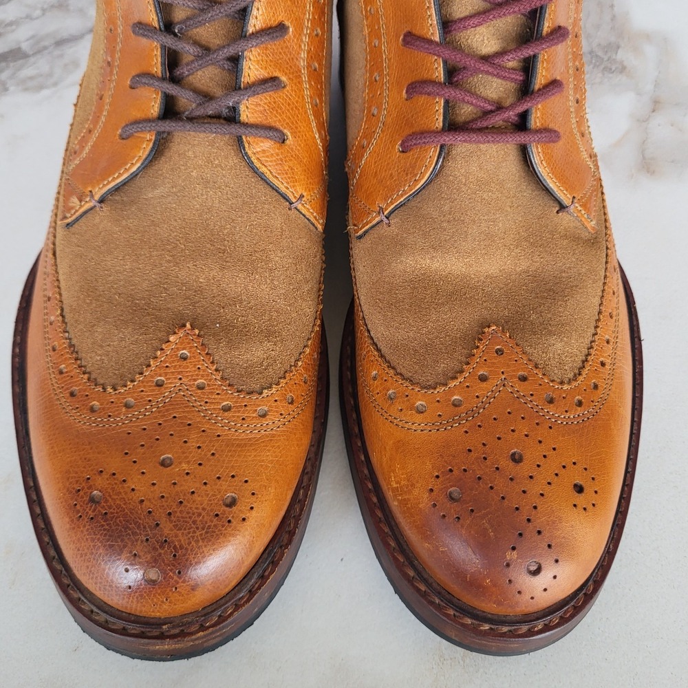 Ted Baker MIYLAN Wingtip Lace Up Boots Men's Size 11 Tan Brown - Picture 3 of 16